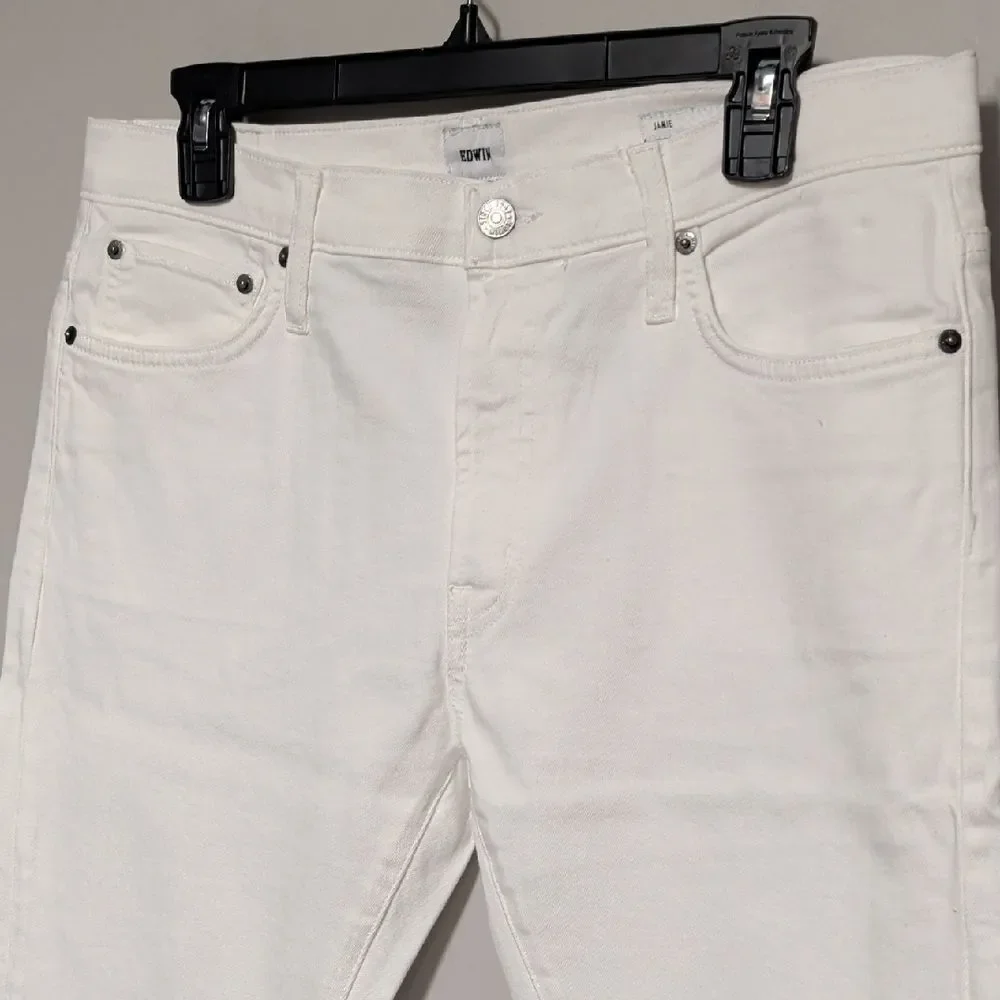 Edwin Women's White Straight Jeans
